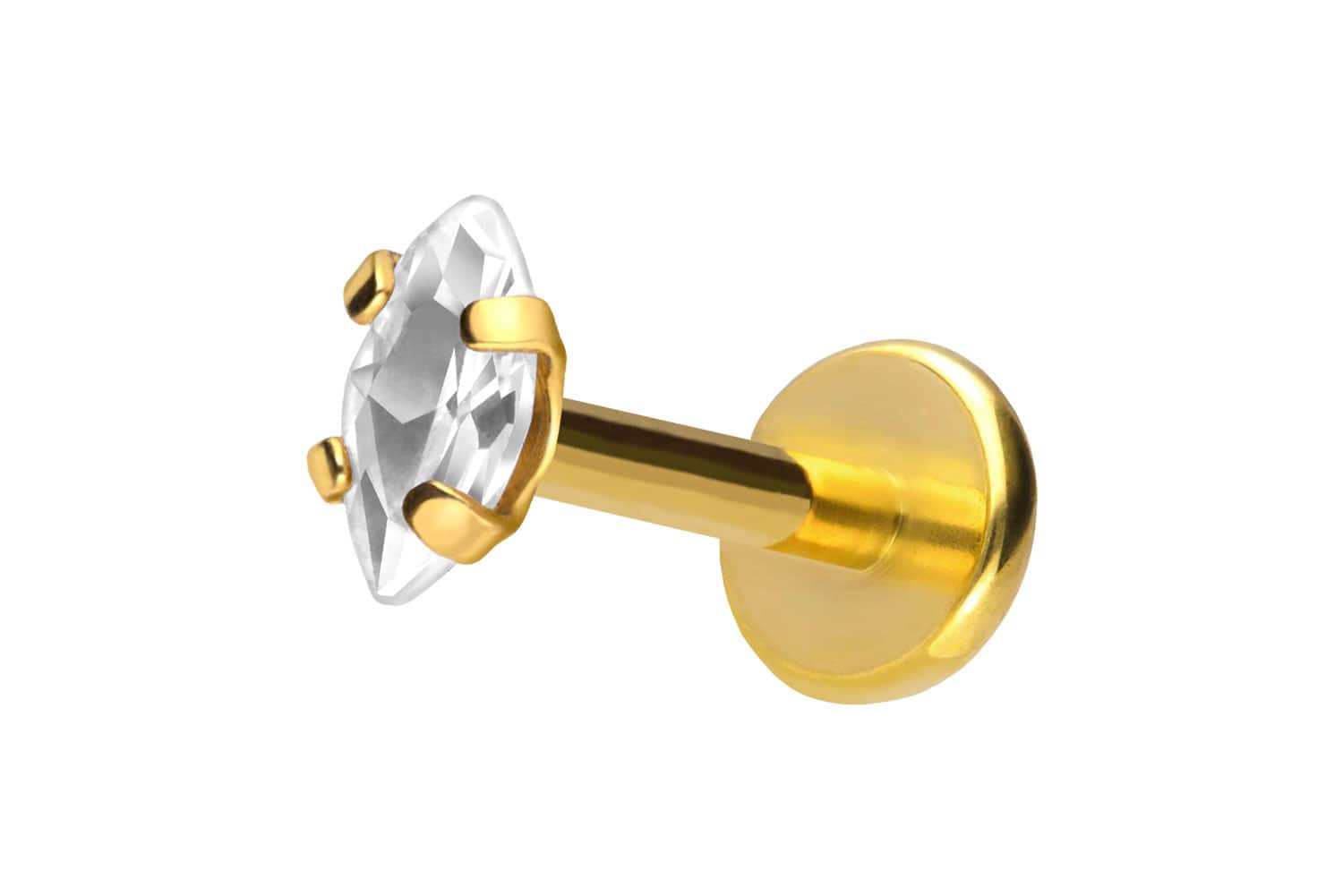 Titan Labret Piercing mit Push Fit EINGEFASSTER KRISTALLTROPFEN